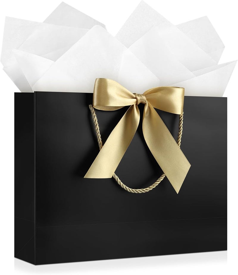 JMANNI Gift Bag, 1PCS Gift Bags Large with Ribbon and 1 Greeting Cards 2 Tissue Paper, Portable Paper Gift Bag with Handles, Birthday Gift Bags,Present Bags for Wedding Party Mothers Day - Image 1